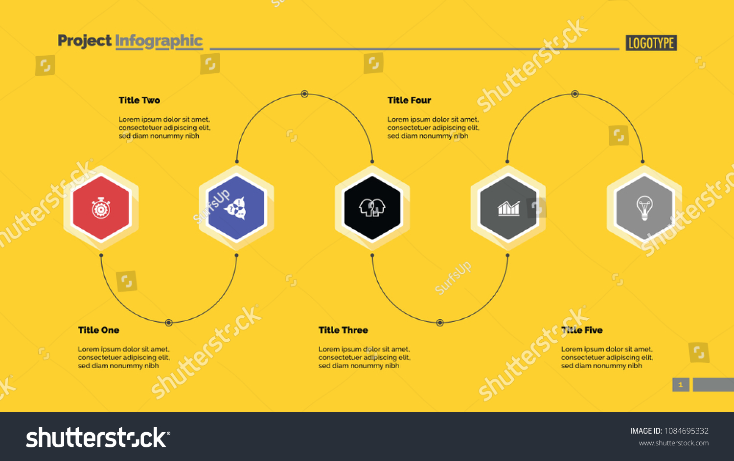 Five Step Process Diagram Slide Template Stock Vector (Royalty Free ...