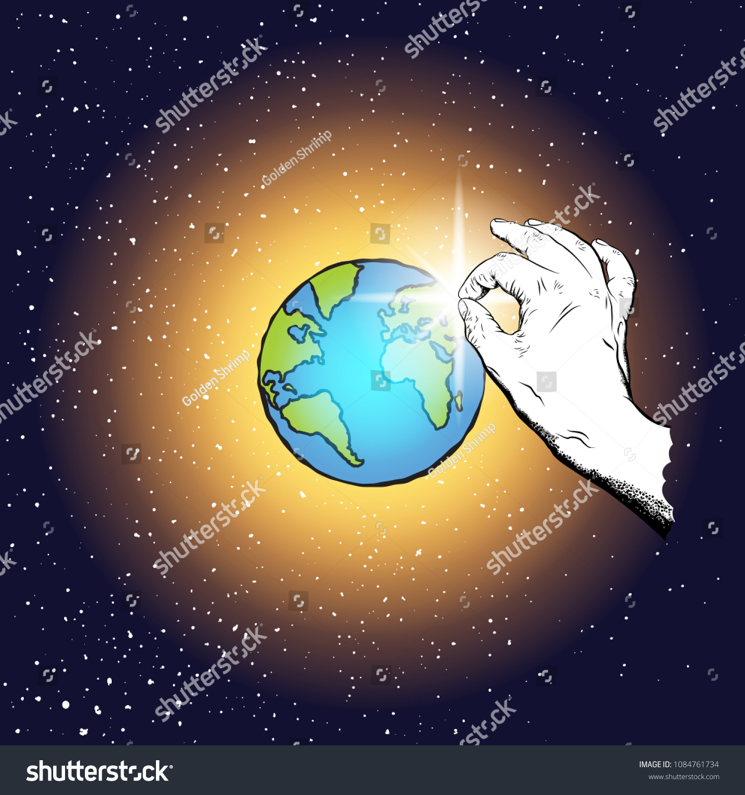 Gods Hand Holding Creating Sun Star Stock Vector (Royalty Free ...