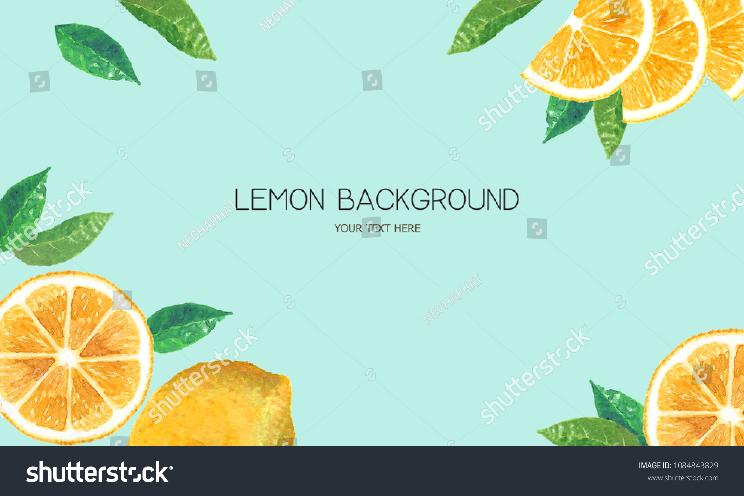 Watercolor Lemon Backgroundsummer Lemon Modern Flat Stock Illustration ...