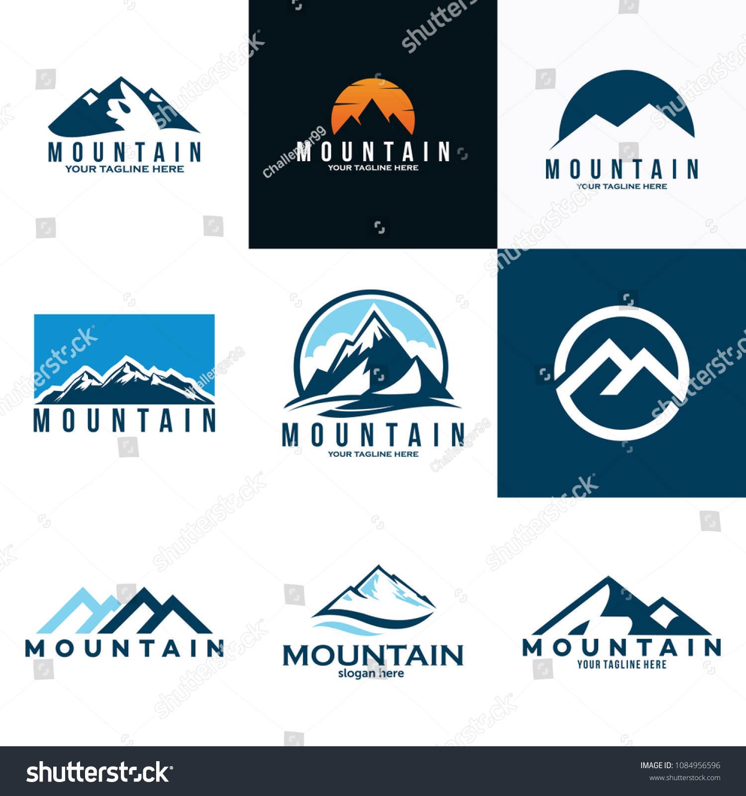 Mountains Logo Set Icon Vector Stock Vector (Royalty Free) 1084956596 ...