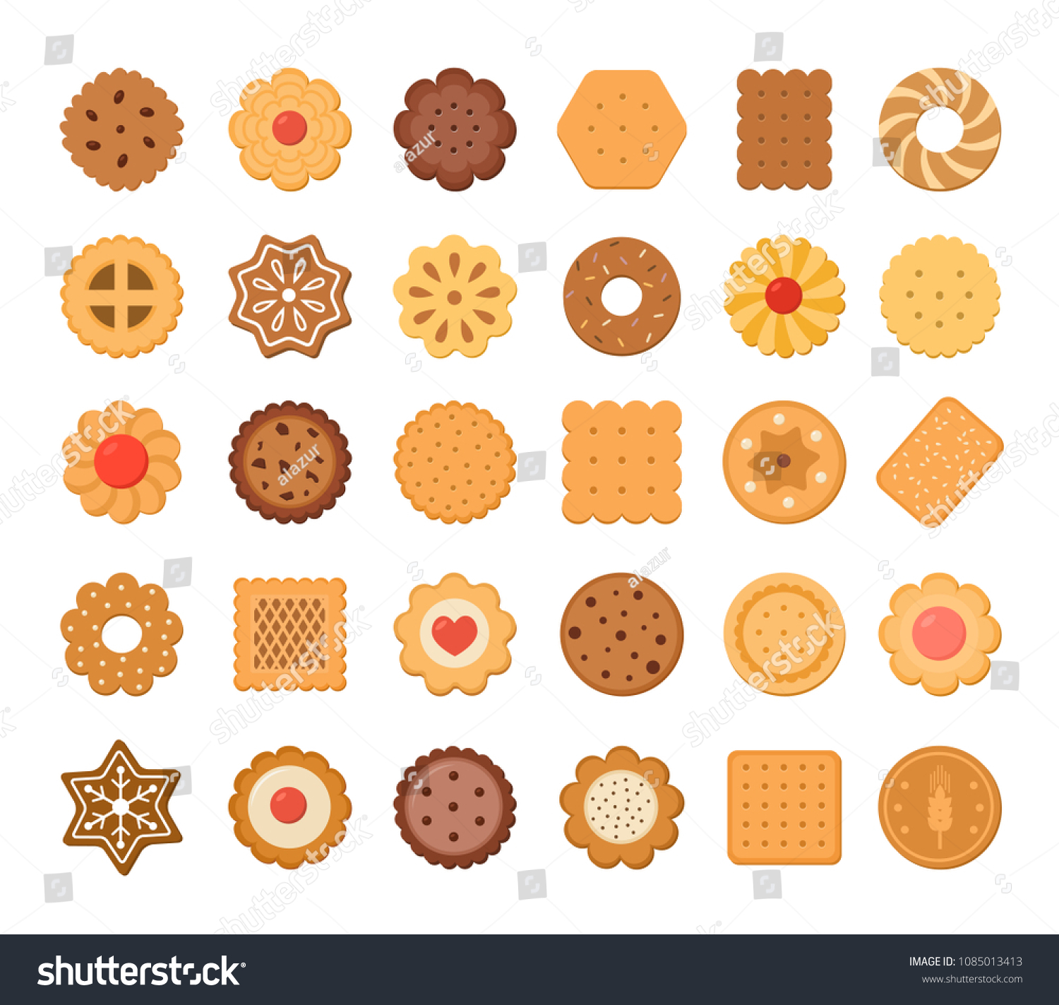 Big Set Cookies Biscuits Isolated On Stock Vector (Royalty Free ...