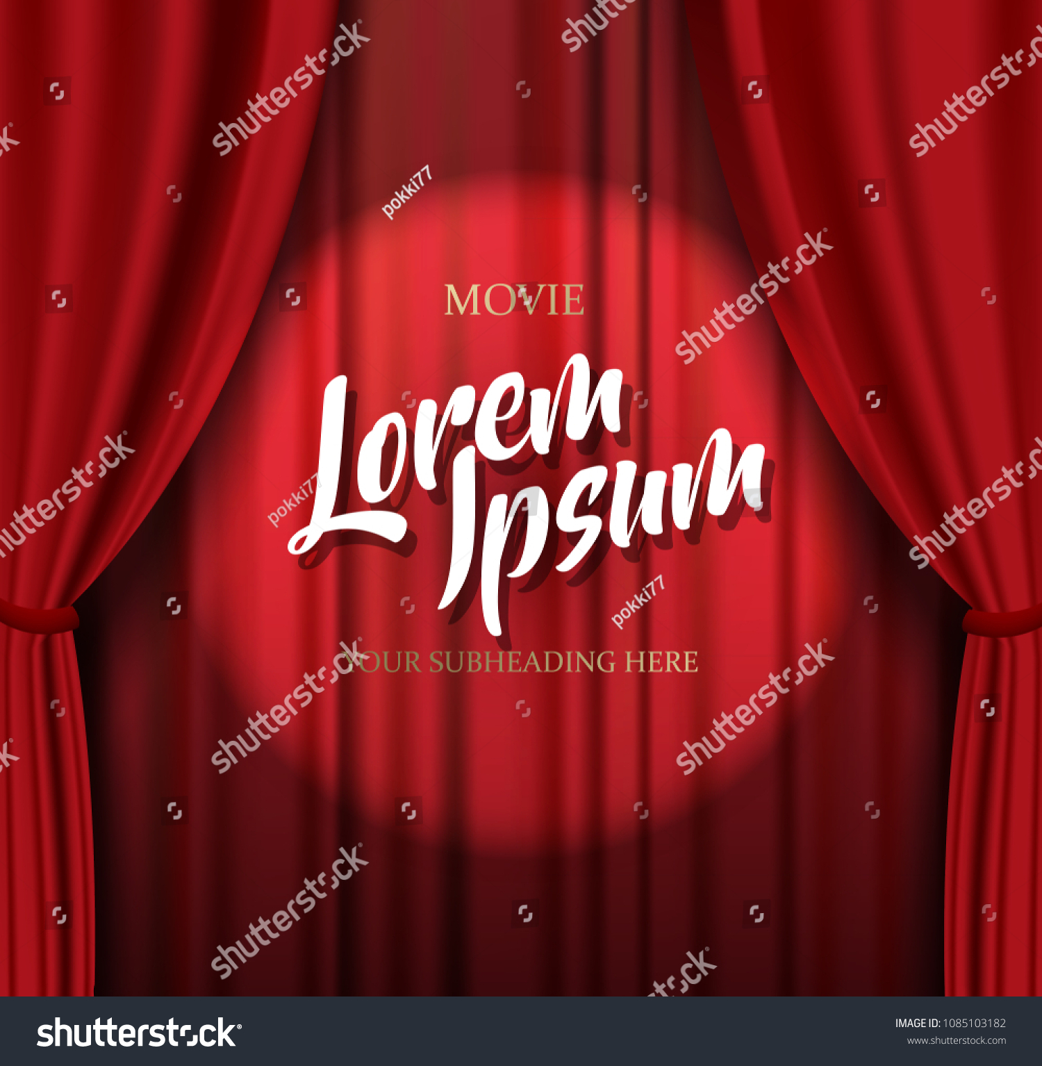 Teathre Stage Template Red Heavy Curtain Stock Vector (Royalty Free ...