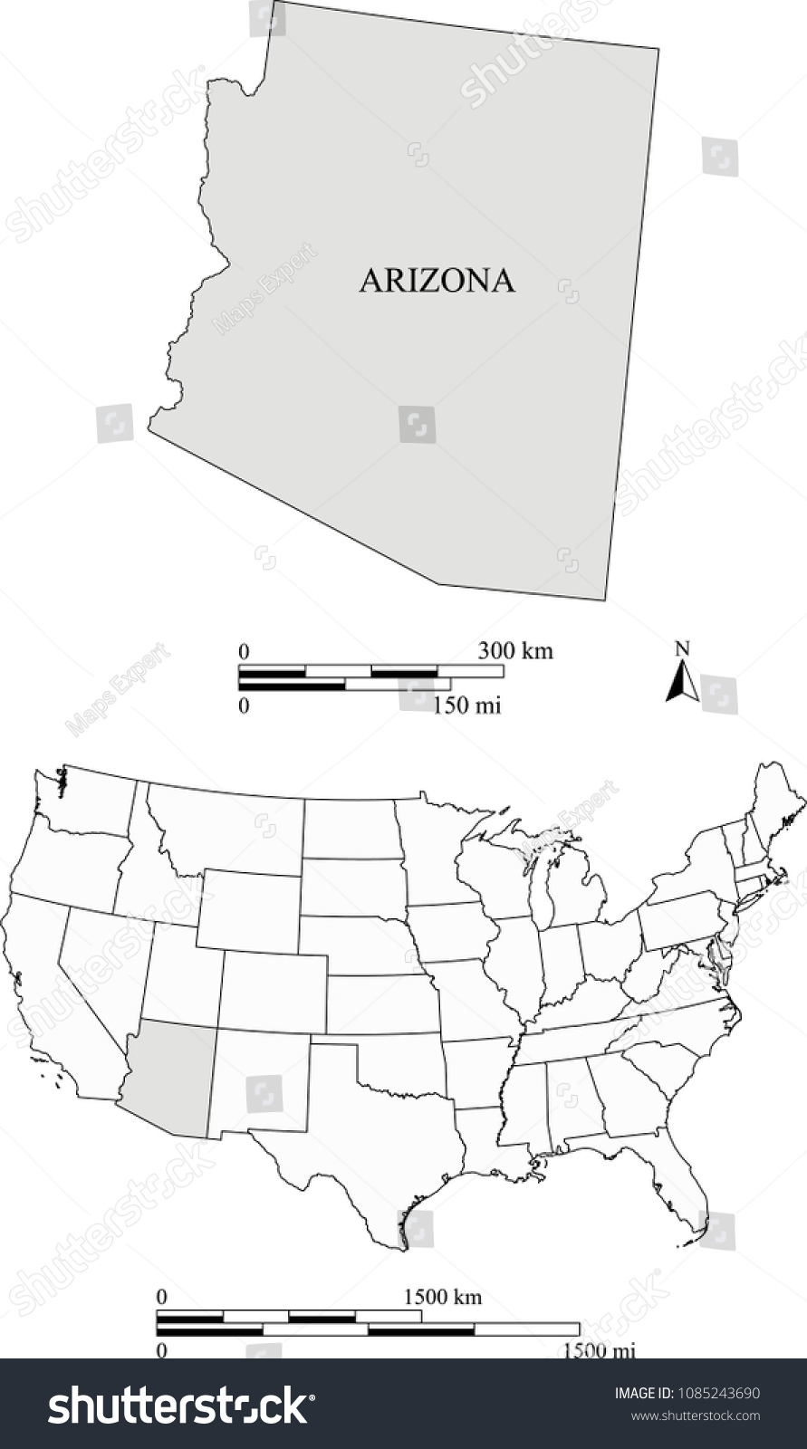 Usa Blank Map Vector Outlines Highlighted Stock Vector (royalty Free 