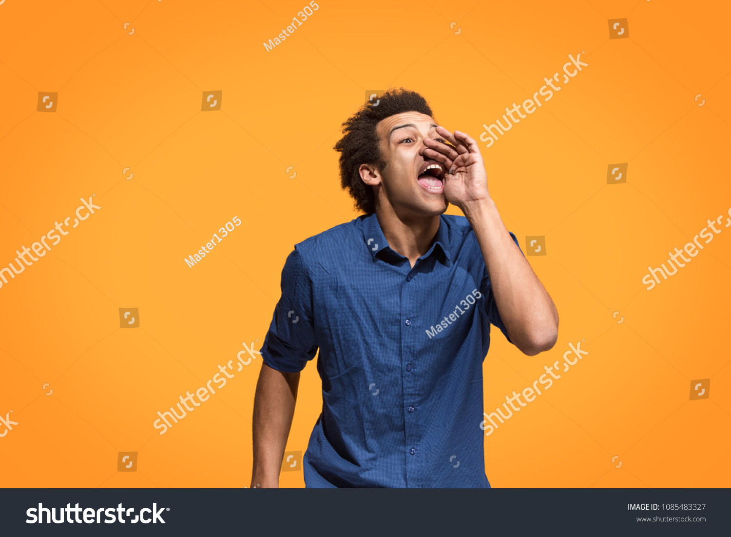 Young Afro Man Shouting Crying Emotional Stock Photo 1085483327 ...