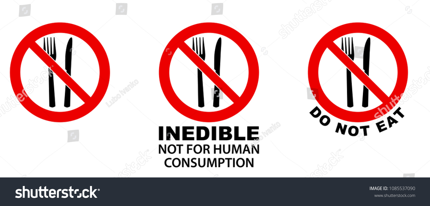 Do Not Eat Inedible Sign Fork Stock Vector Royalty Free 1085537090