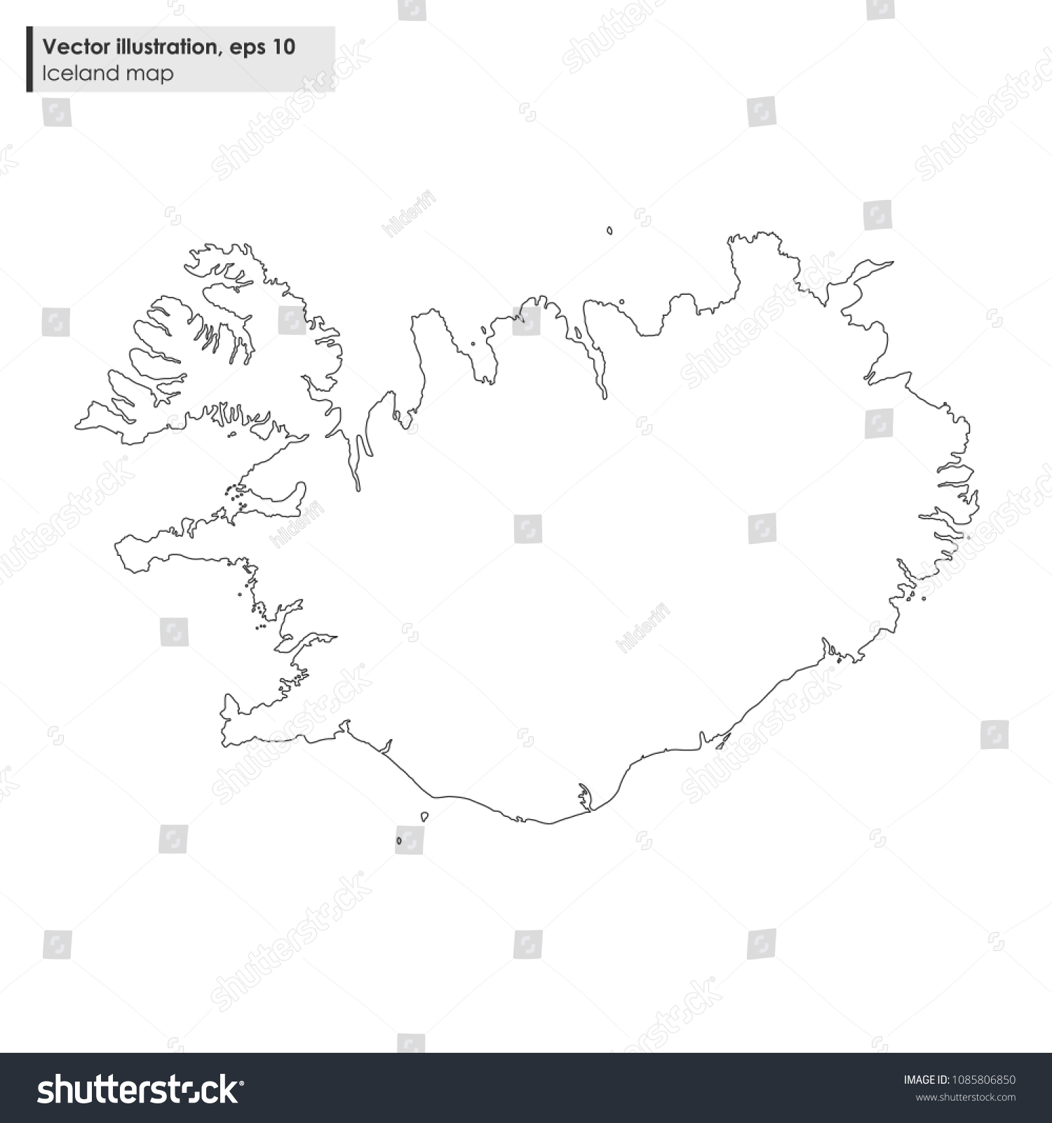 Iceland Map Vector Line Illustration On Stock Vector (Royalty Free ...