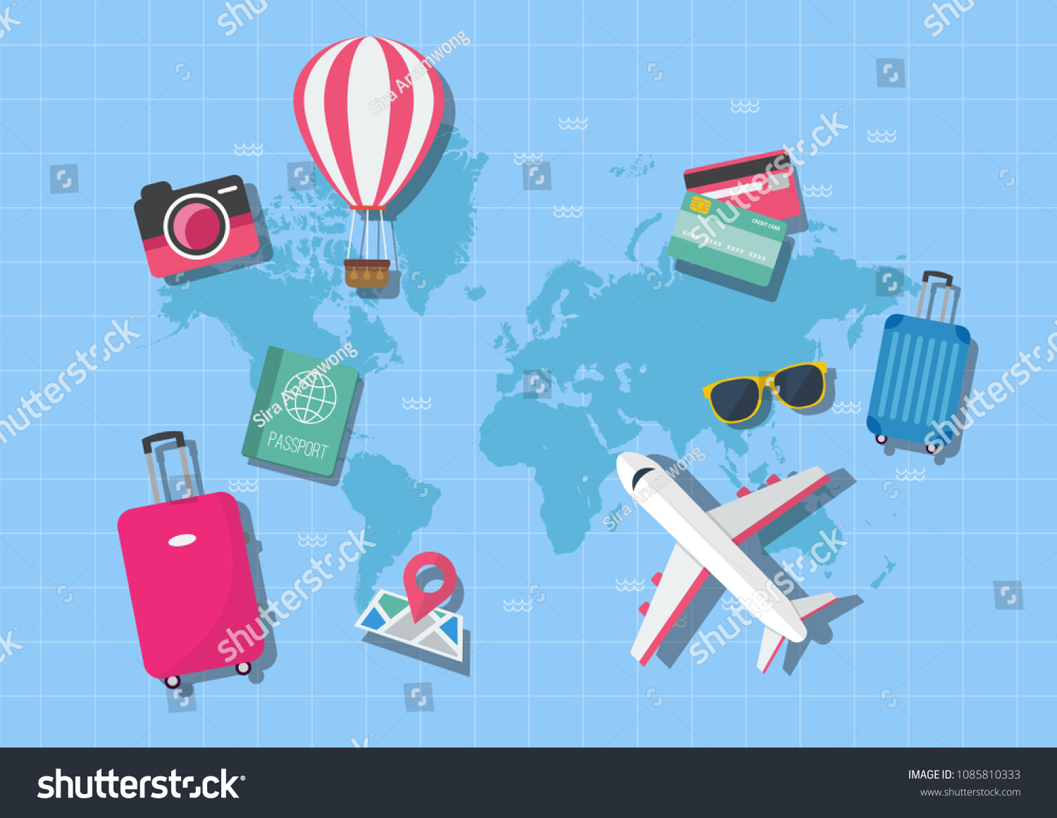 World Map Travel Concept Vector Illustration Stock Vector (Royalty Free ...