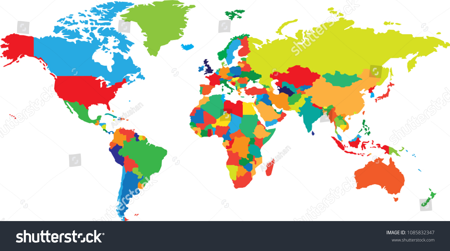 Minimalist Vector World Map Stock Vector (Royalty Free) 1085832347 ...