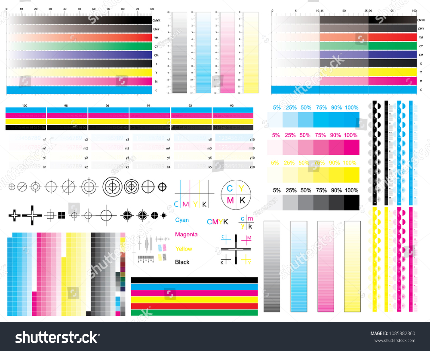 Cmyk Standard Offset Vector Calibration Printing Stock Vector (Royalty ...