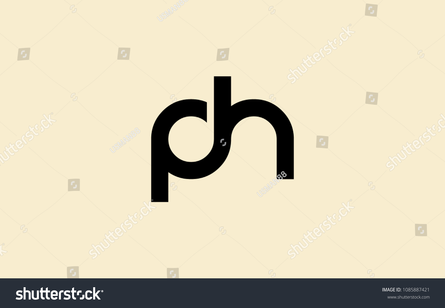 Ph Hp Letter Initial Logo Design Stock Vector (royalty Free) 1085887421 