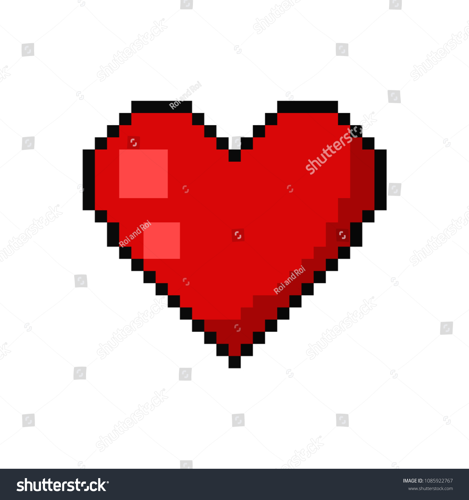 Pixel Art Heart Tattoo Vector 8 Stock Vector (Royalty Free) 1085922767 ...