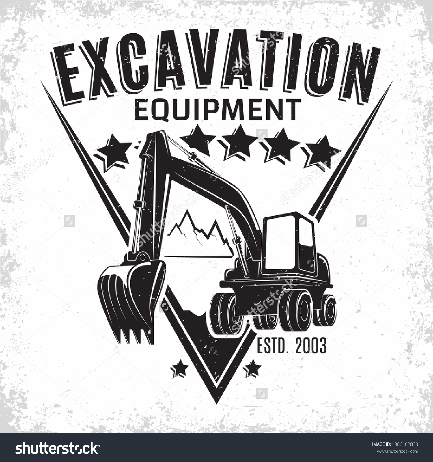 Excavation Work Logo Design Emblem Excavator Stock Vector (Royalty Free ...