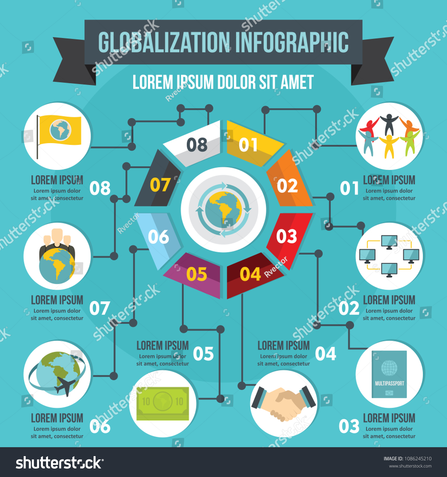 Globalization Infographic Banner Concept Flat Illustration Stock ...