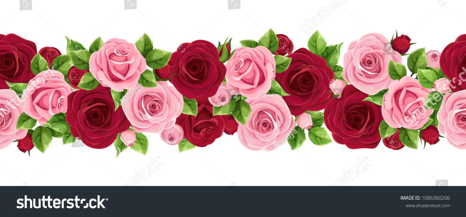 Vector Horizontal Seamless Garland Burgundy Pink Stock Vector Royalty Free 1086360206 4697