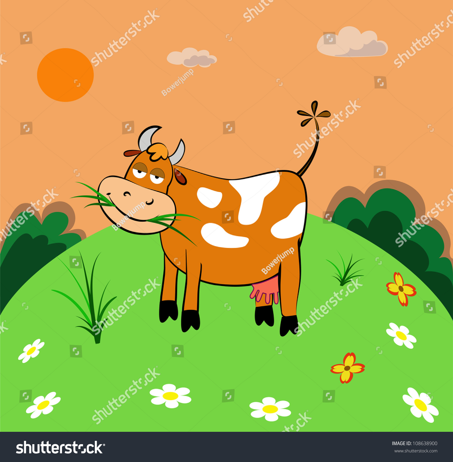 Корова на лугу рисунок для детей