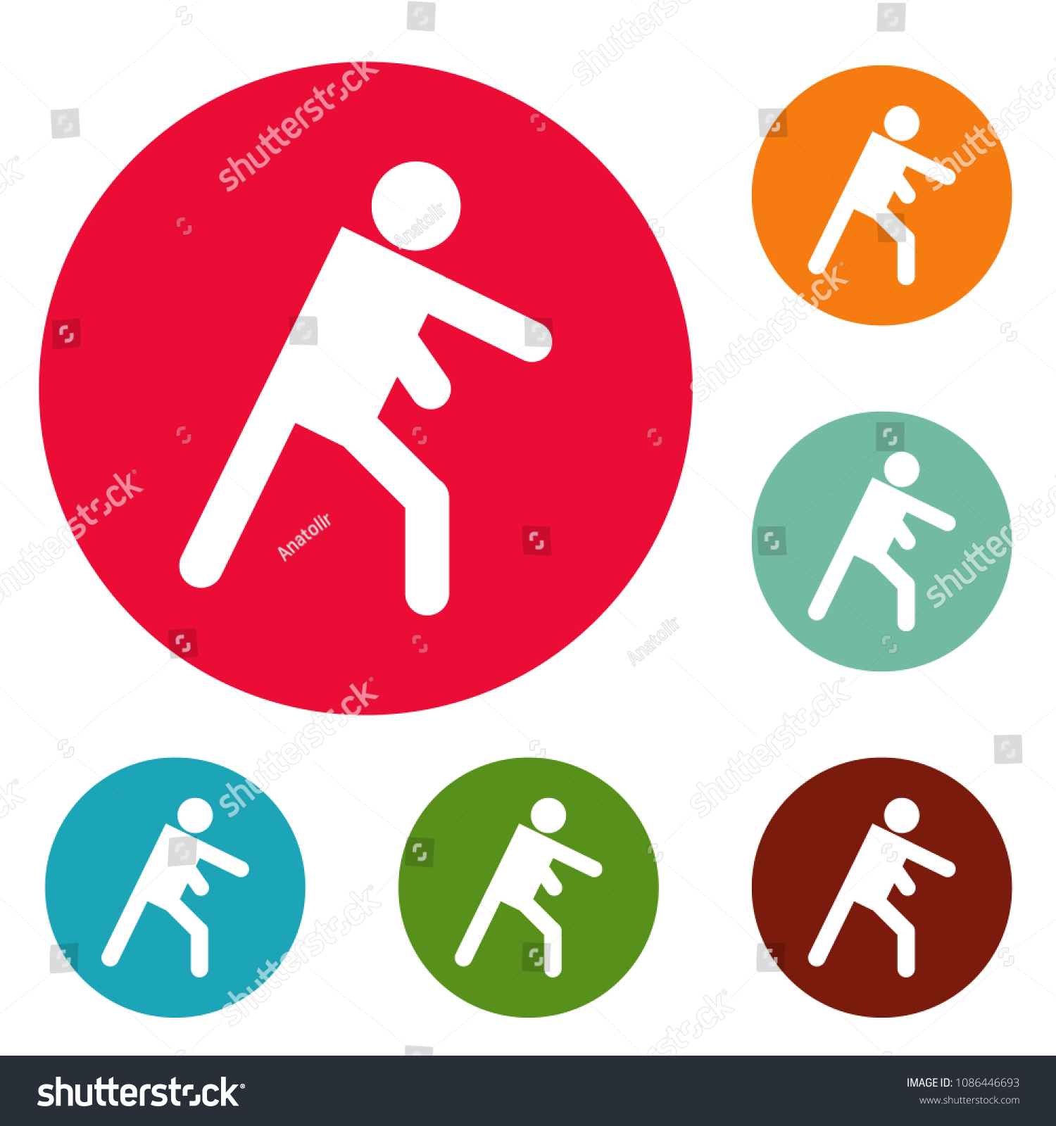 Stick Figure Stickman Icons Circle Set Stock Illustration 1086446693 ...