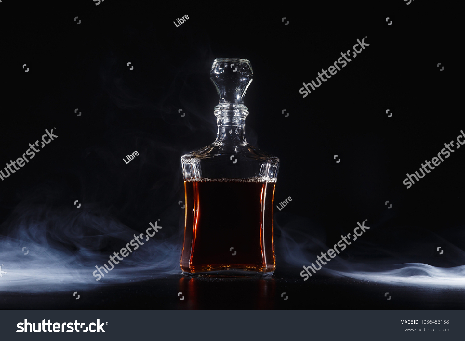Bottle Whiskey Rum Alcohol Stands On Stock Photo 1086453188 Shutterstock
