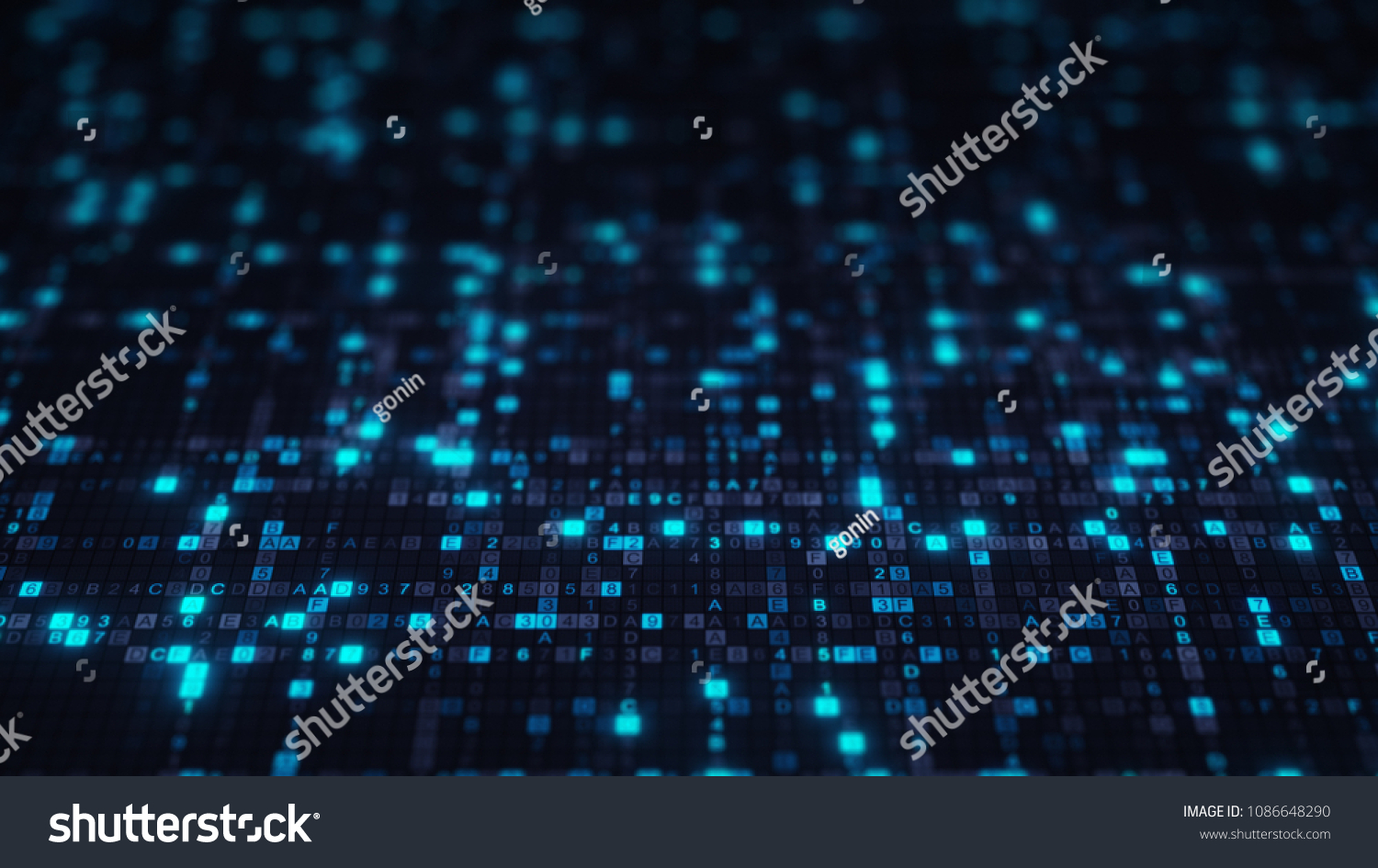 Blue Hexadecimal Digit Code Futuristic Big Stock Illustration ...