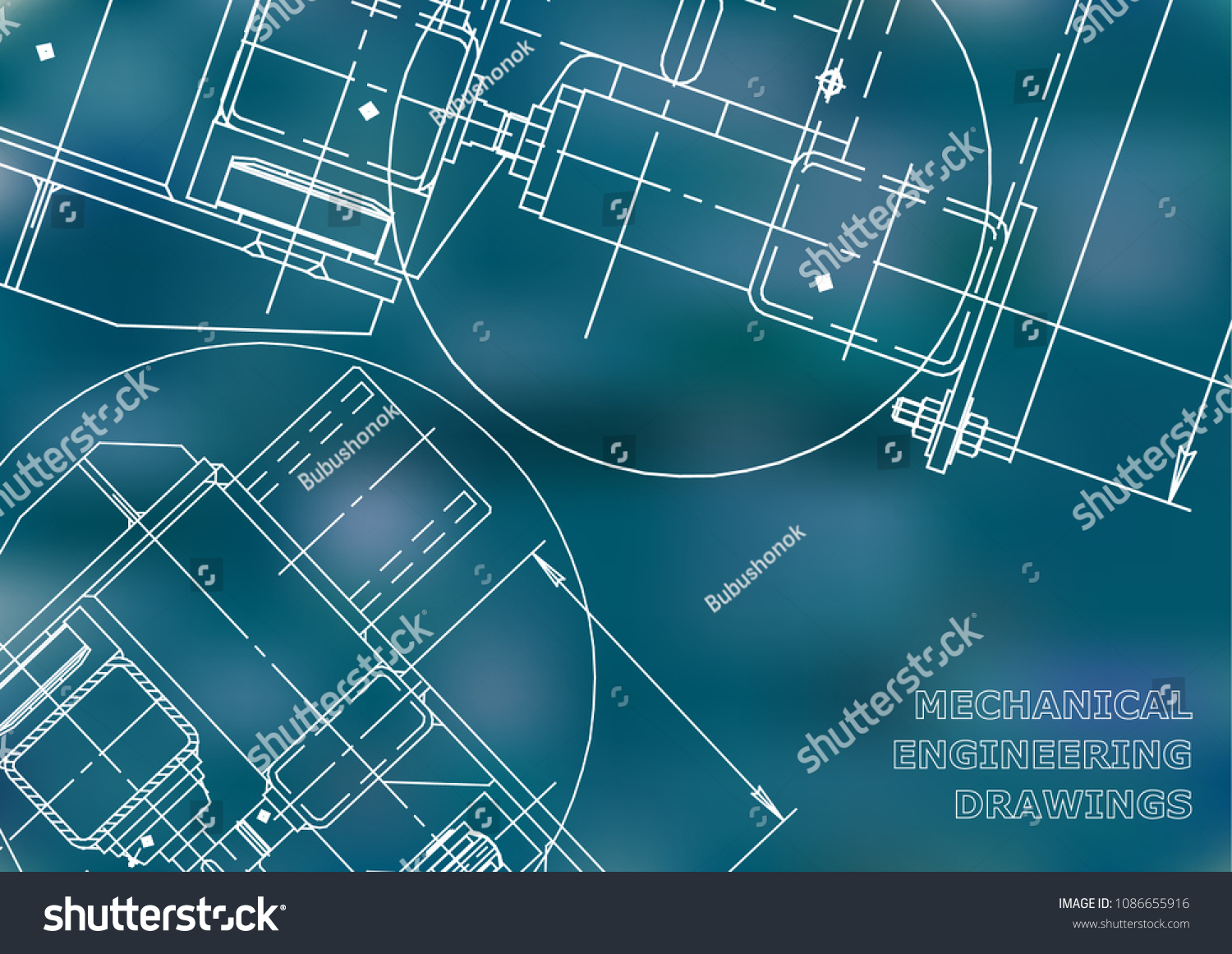 Mechanical Engineering Drawing Blueprints Mechanics Cover Stock Vector ...