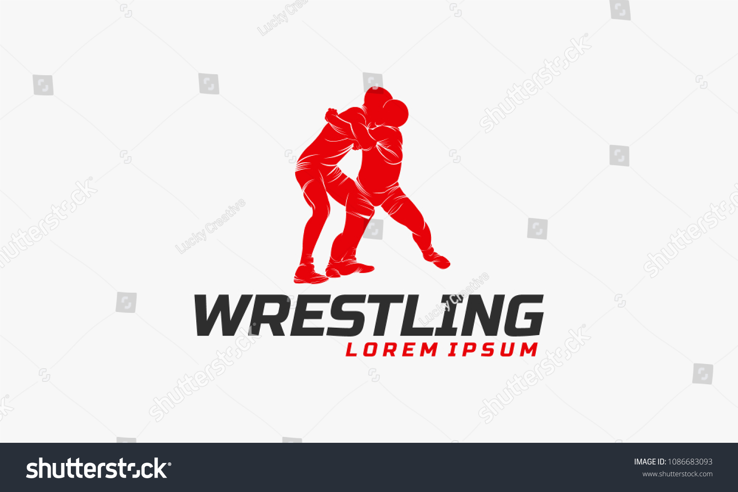 Wrestling Logo Template Wrestling Sport Silhouette Stock Vector ...