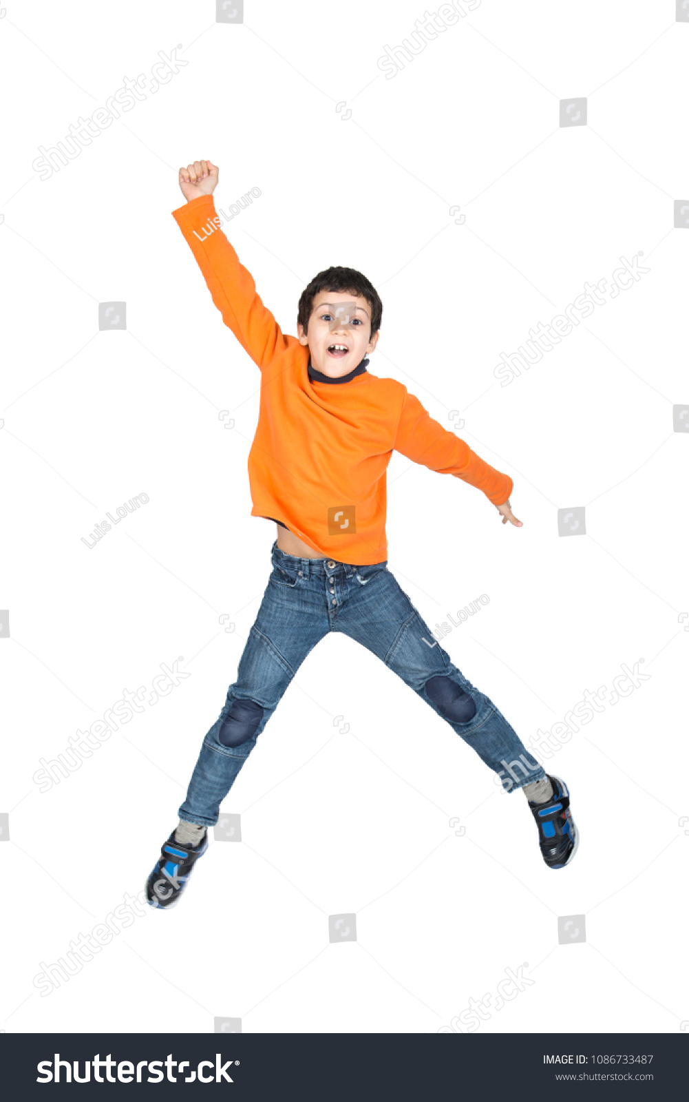 Young Boy Jumping Isolated White Stock Photo 1086733487 | Shutterstock