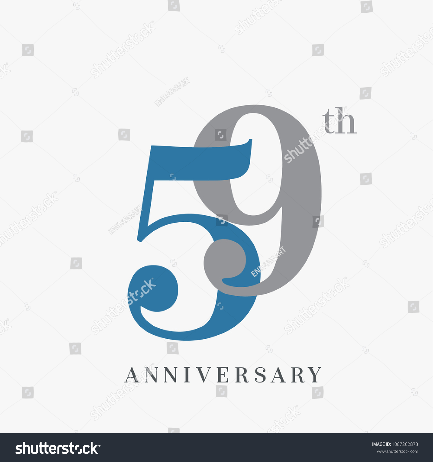 59th Anniversary Celebration Overlapping Number Blue Stock Vector Royalty Free 1087262873 8358