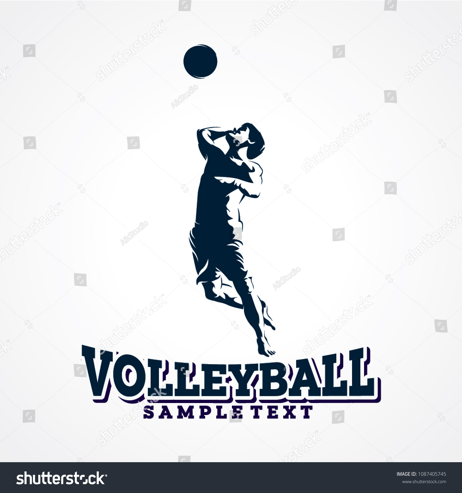 Volleyball Sport Silhouette Logo Designs Template Stock Vector (Royalty ...