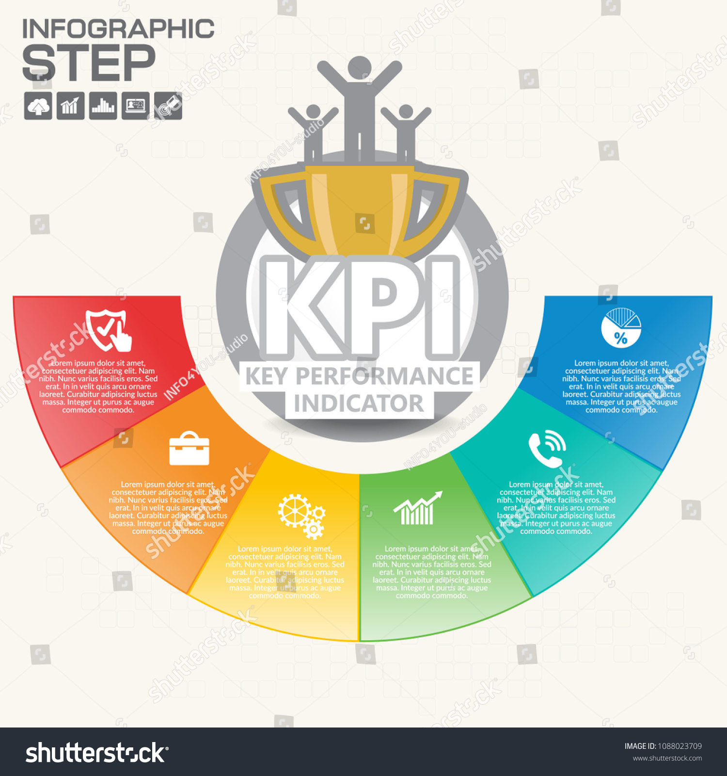 Infographic Kpi Concept Marketing Icons Key Stock Vector Royalty Free 1088023709 Shutterstock