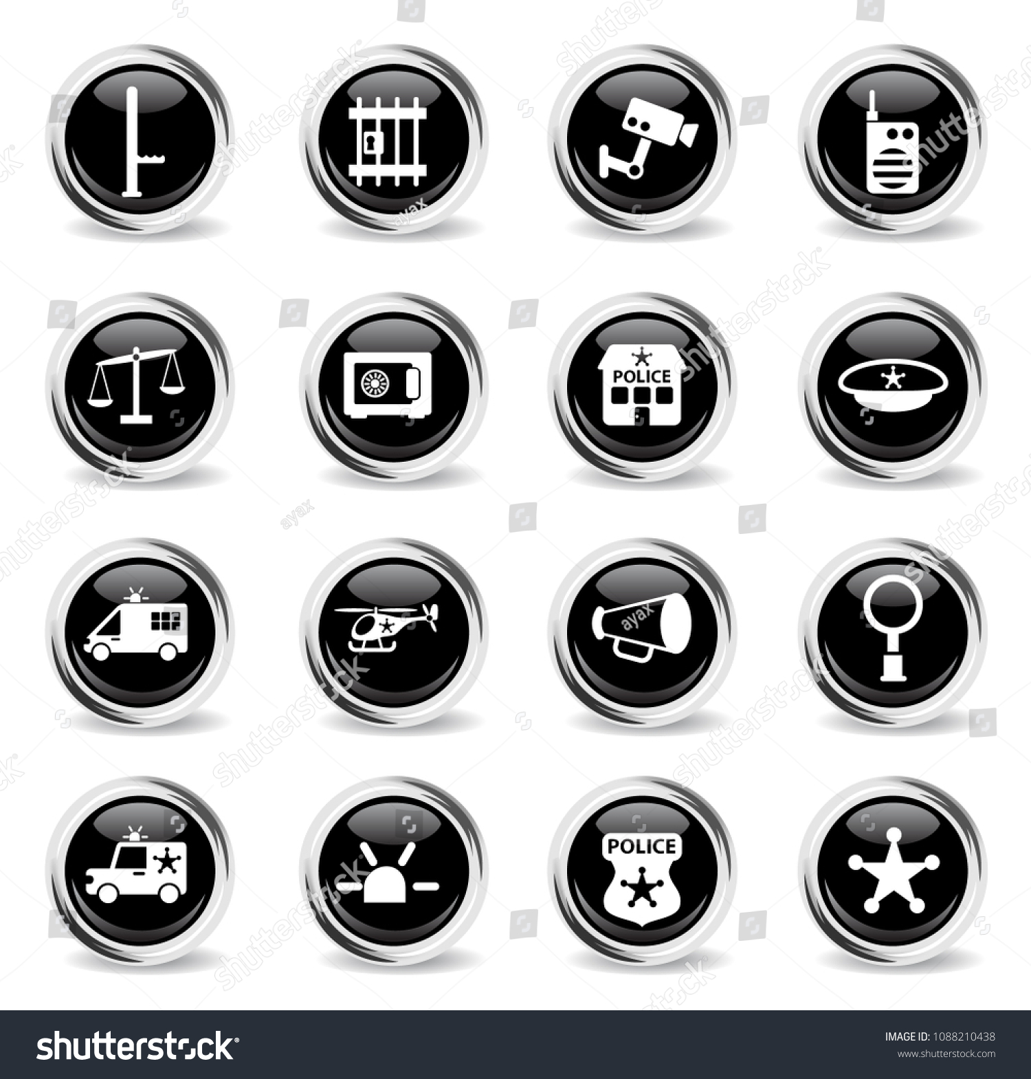 Police Department Vector Icons Black Round Stock Vector (Royalty Free ...