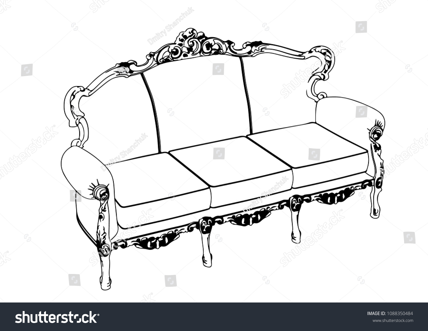 Sketch Couch Vector Stock Vector (Royalty Free) 1088350484 | Shutterstock