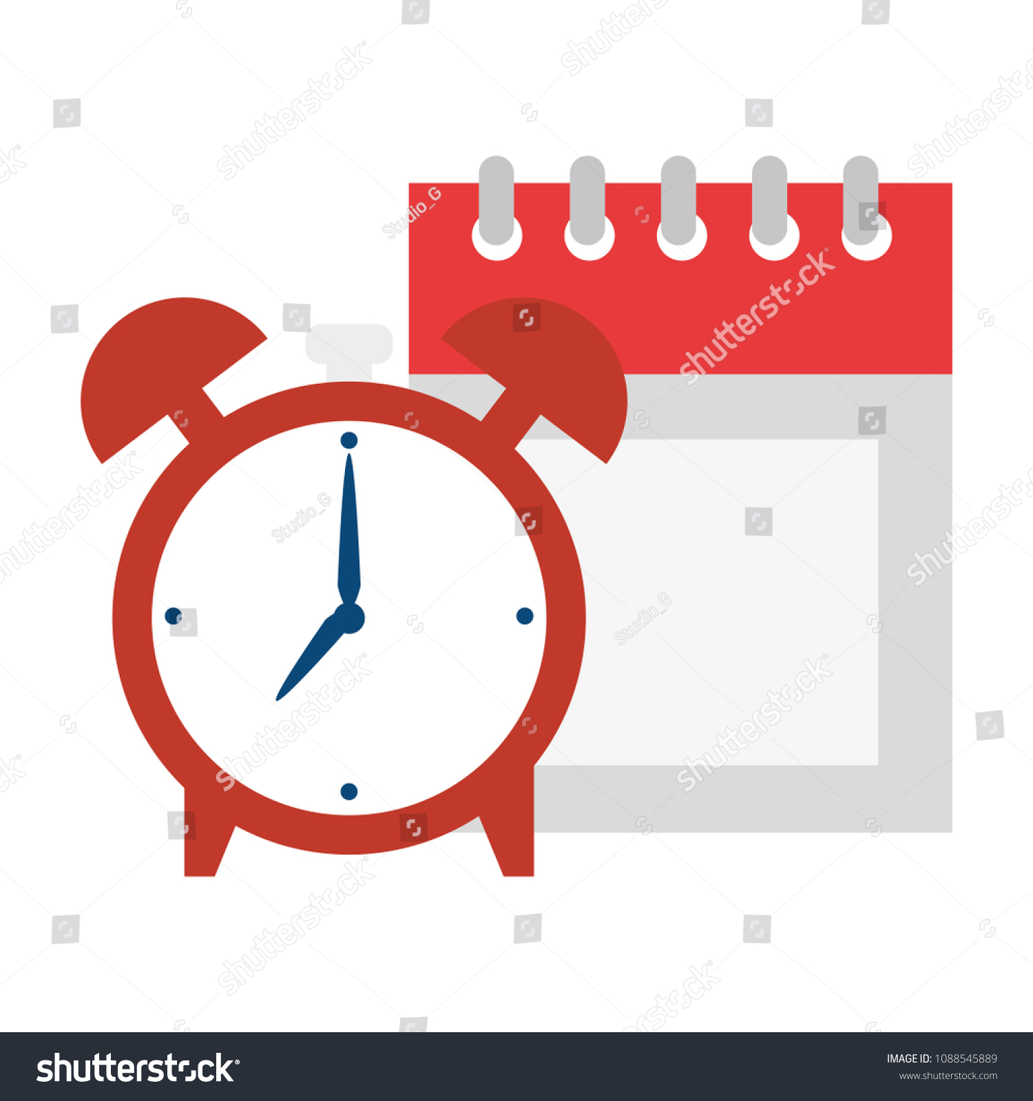 Calendar Reminder Alarm Clock Stock Vector (Royalty Free) 1088545889