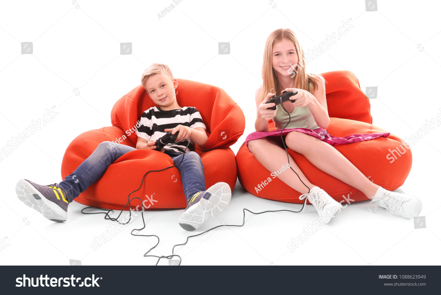 Cute Children Playing Video Game On Stock Photo 1088623949 | Shutterstock