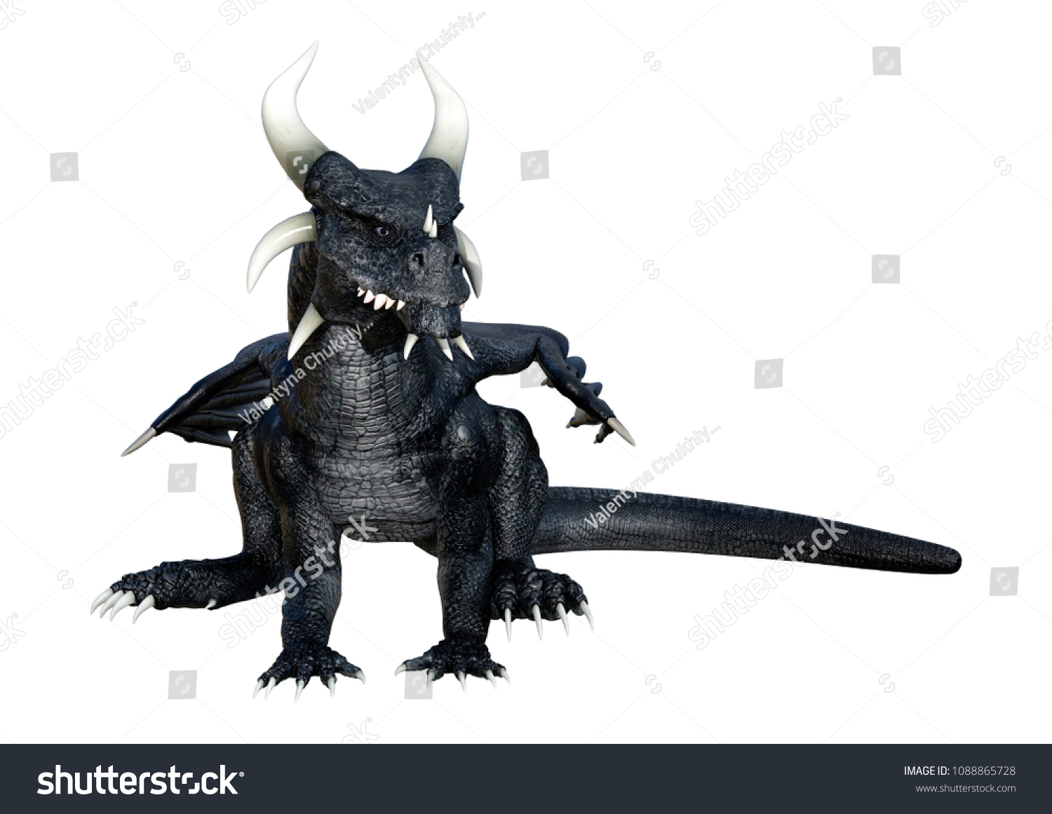 3d Rendering Fairy Tale Black Dragon Stock Illustration 1088865728 ...