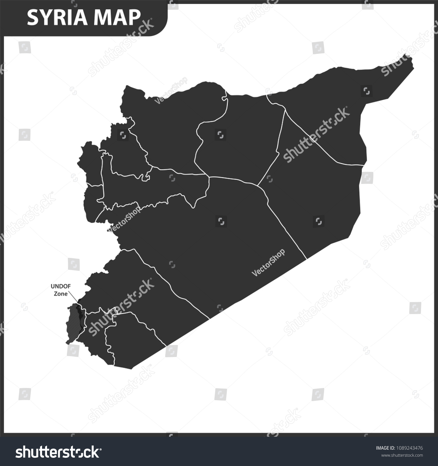 Detailed Map Syria Regions States Administrative Stock Vector (Royalty ...