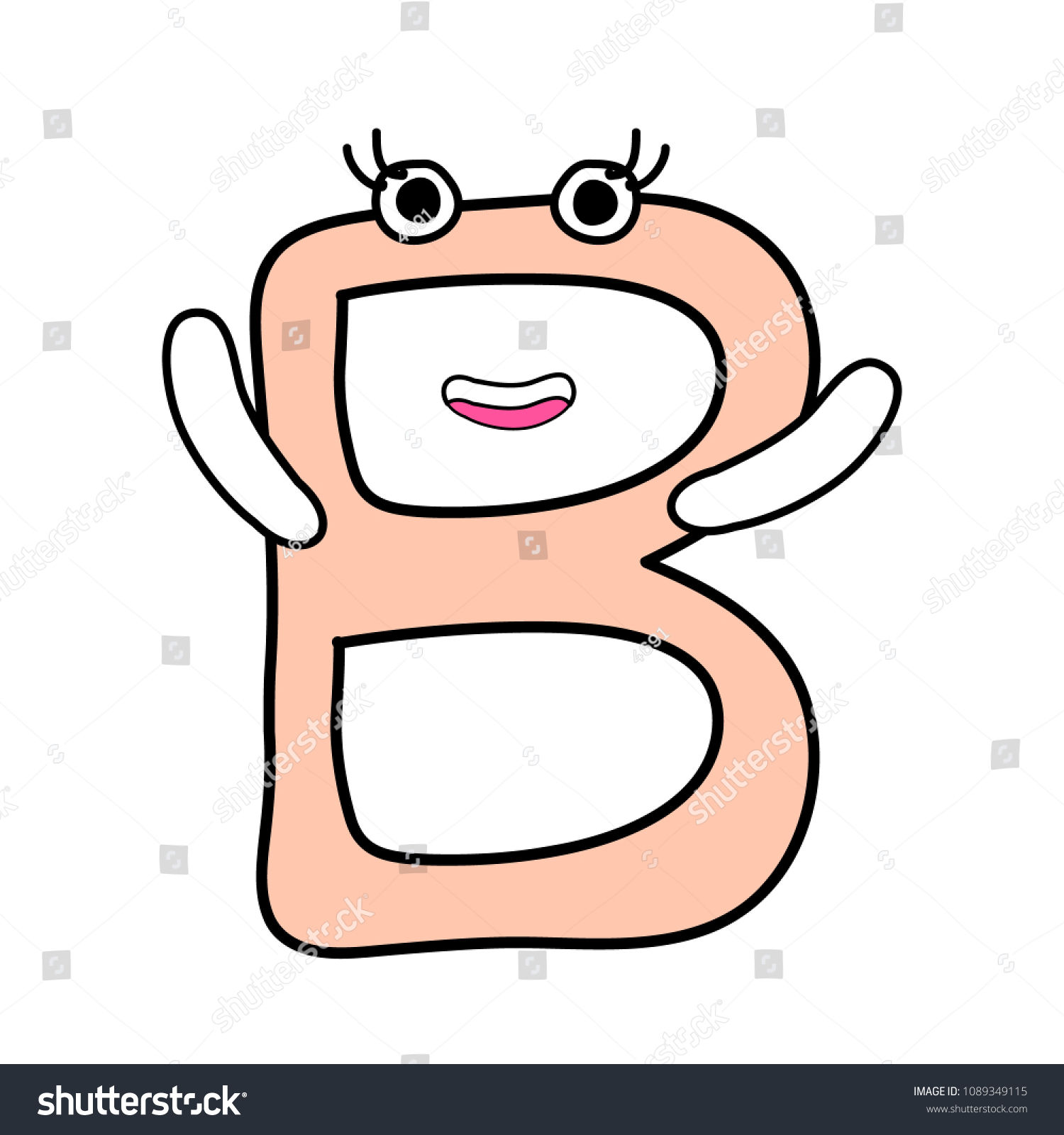 B Alphabet Vector Cartoon Stock Vector (Royalty Free) 1089349115 ...