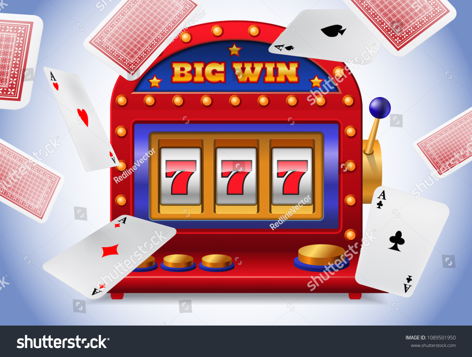 Lucky Seven Slot Machine Flying Playing Stock Vector (Royalty Free) 1089501950 S