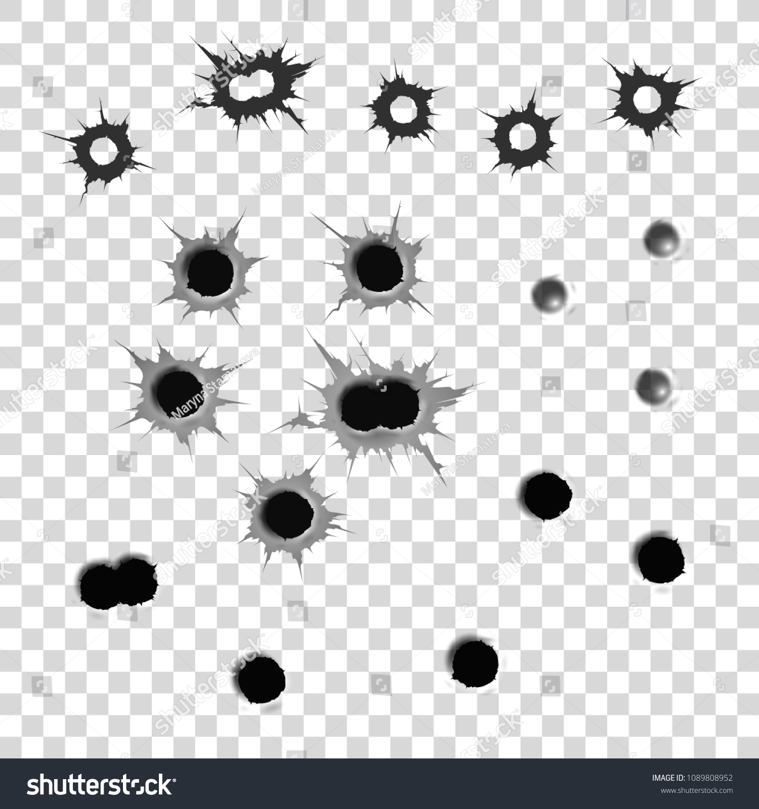 Bullet Holes Set Isolated On White Stock Vector (Royalty Free ...