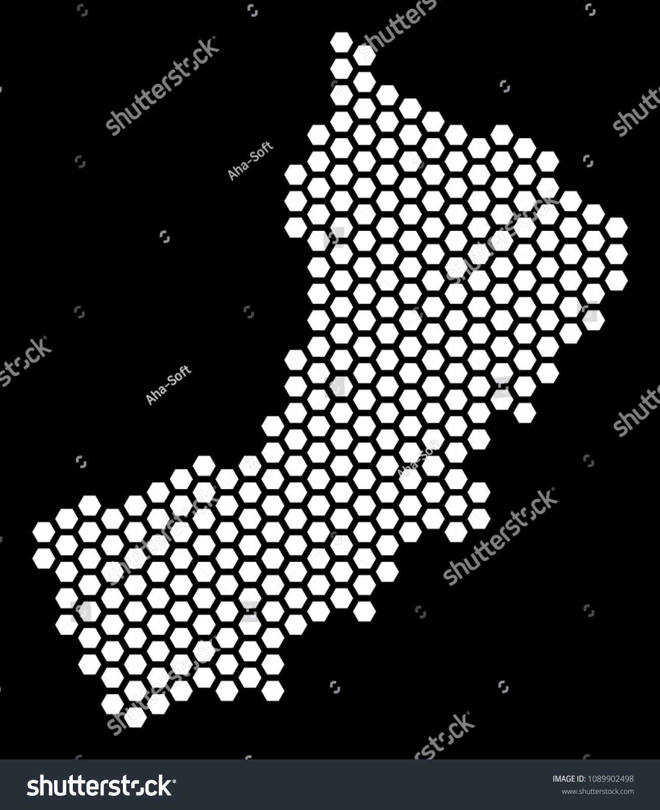 Hexagonal Yemen Map Vector Geographic Scheme Stock Vector Royalty Free 1089902498 Shutterstock 