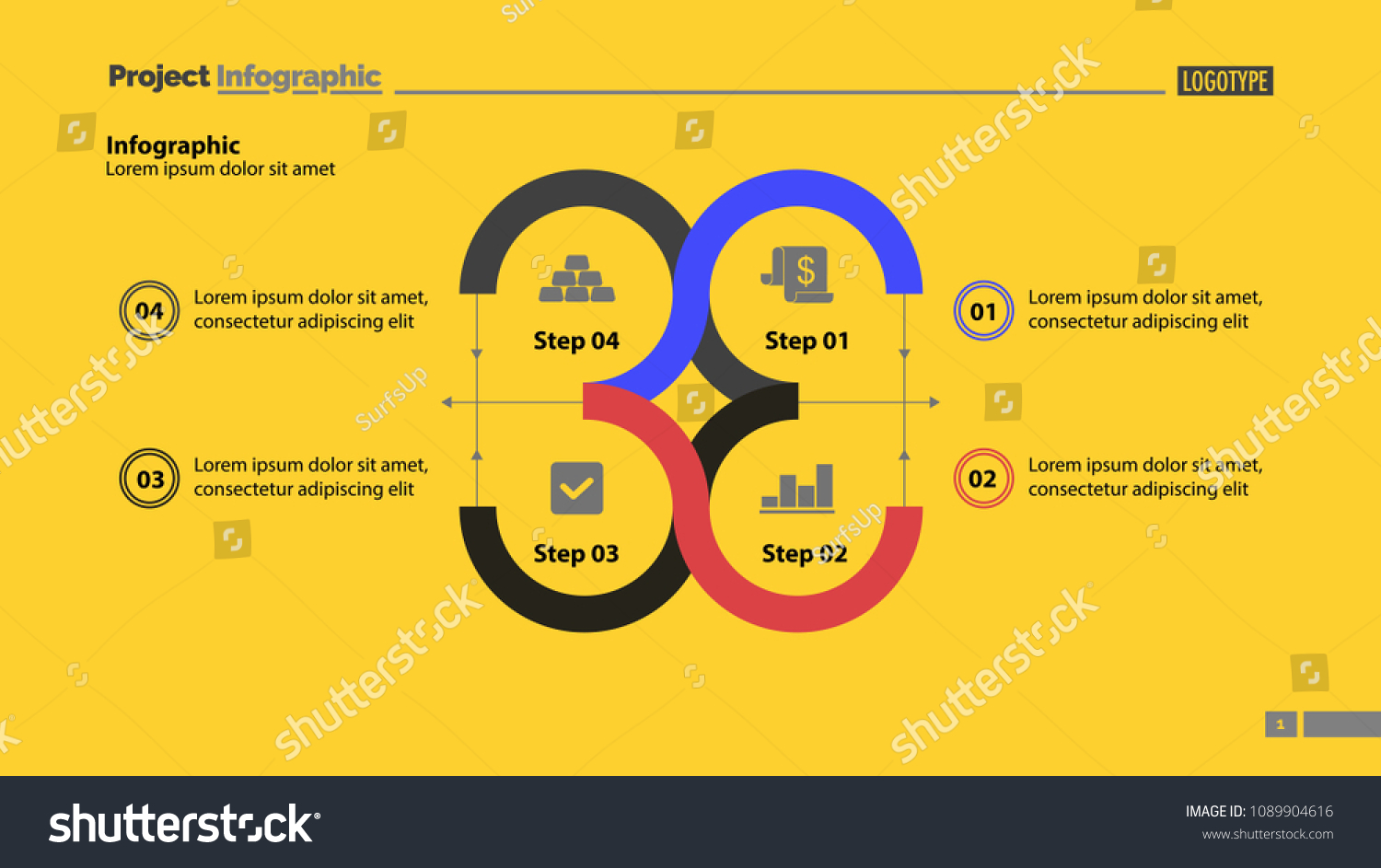 Four Step Process Chart Slide Template Stock Vector Royalty Free 1089904616 Shutterstock 8357