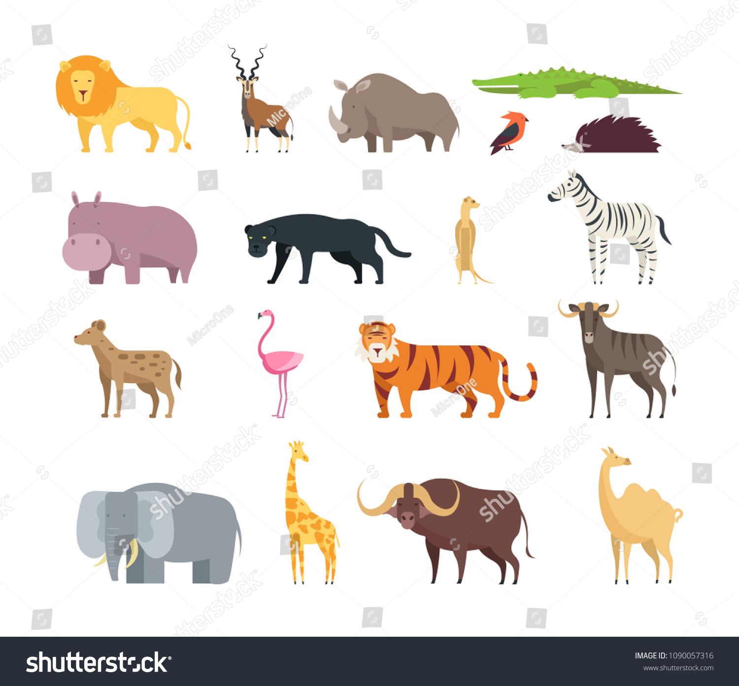 Cartoon African Savannah Animals Wild Zoo Stock Vector (Royalty Free ...