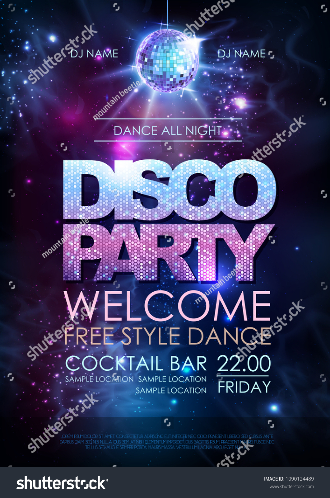 Disco Ball Background Disco Party Poster Stock Vector (Royalty Free ...