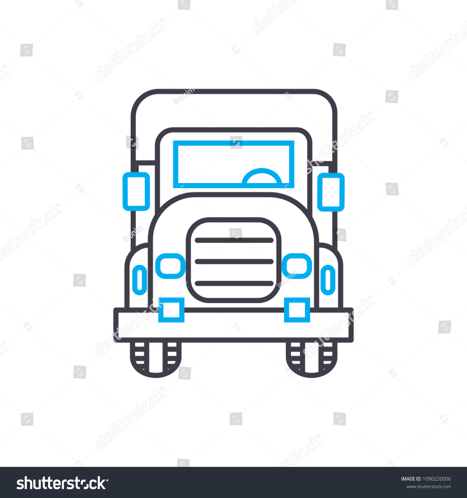 Big Rig Vector Thin Line Stroke Stock Vector (Royalty Free) 1090220006 ...