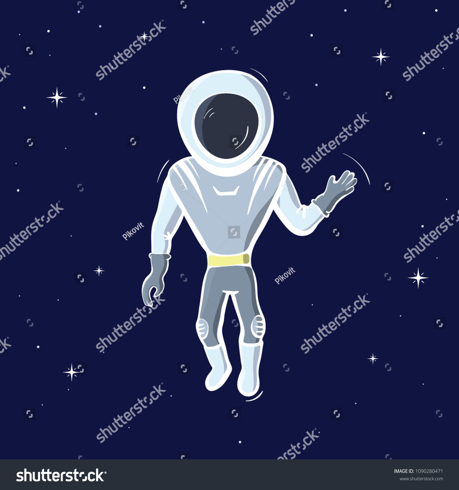 Vector Illustration Astronaut Floating Space Planet Stock Vector Royalty Free