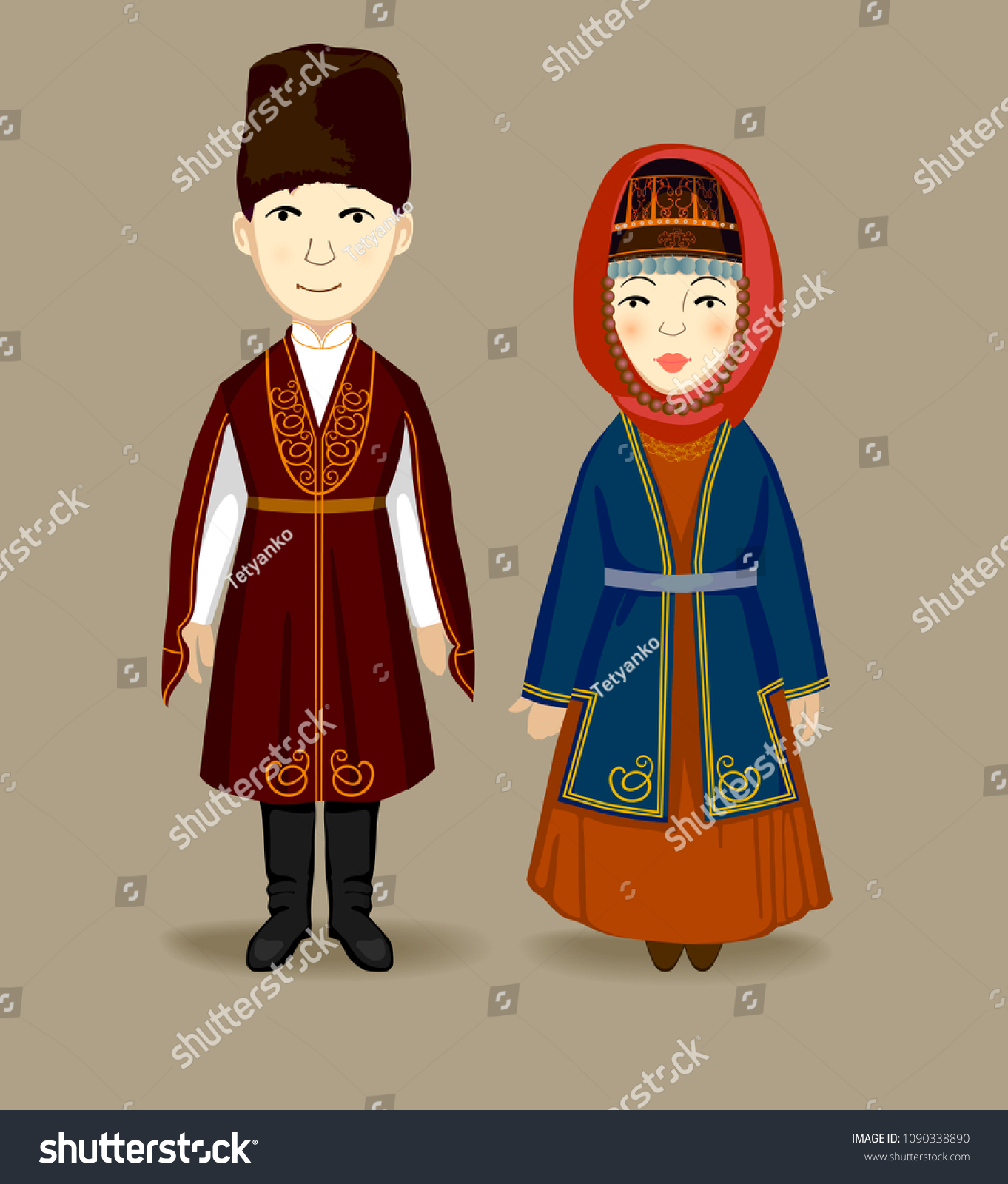 Beautiful Woman Man Armenian National Clothes Stock Vector (Royalty ...