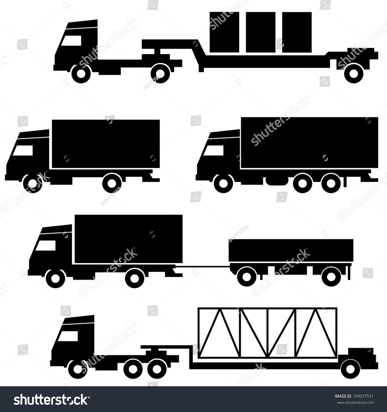 Set Vector Icons Transportation Symbols Black Stock Vector (royalty 