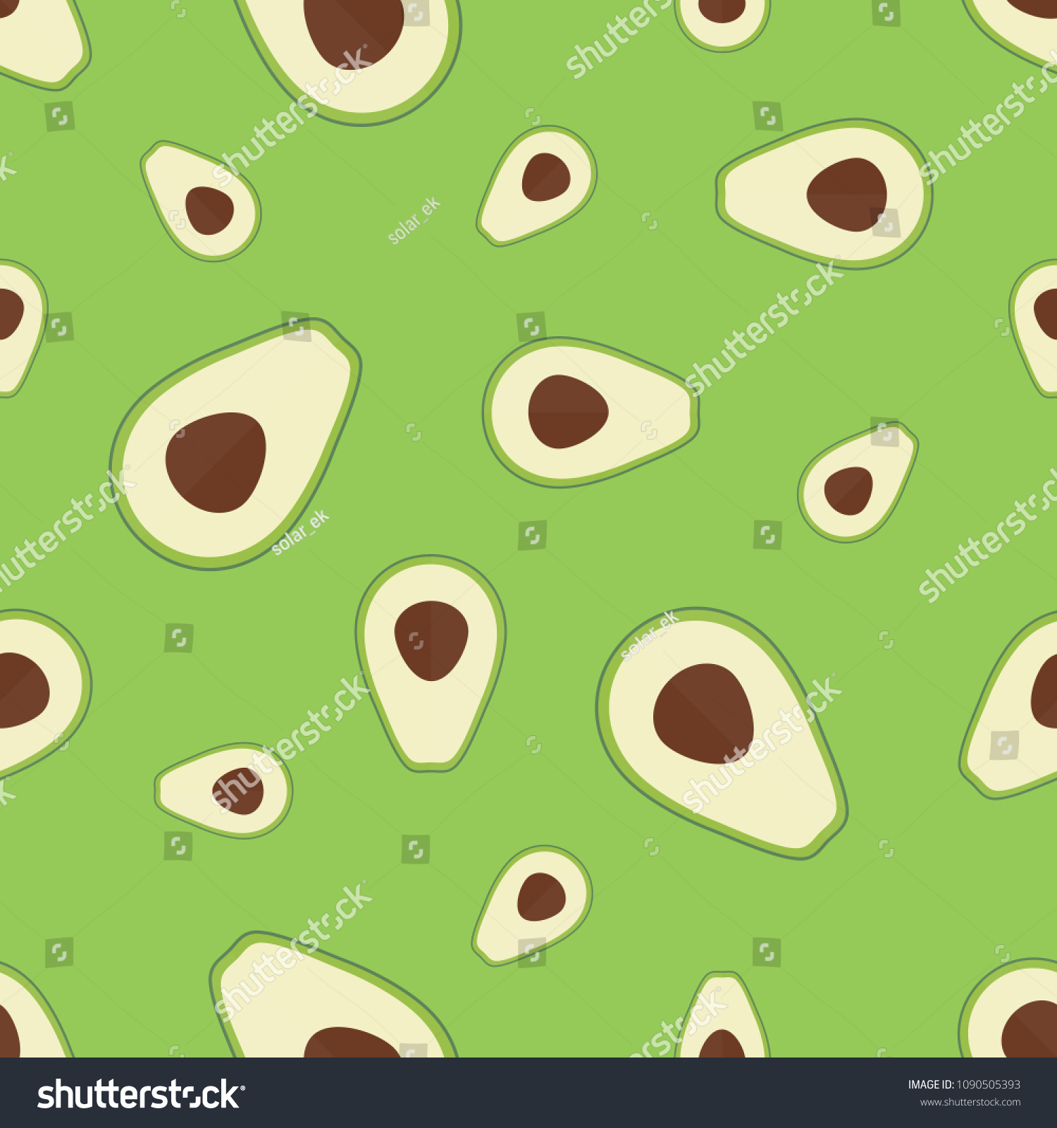 Healthy Food Avocado Background Seamless Pattern Stock Vector (Royalty ...