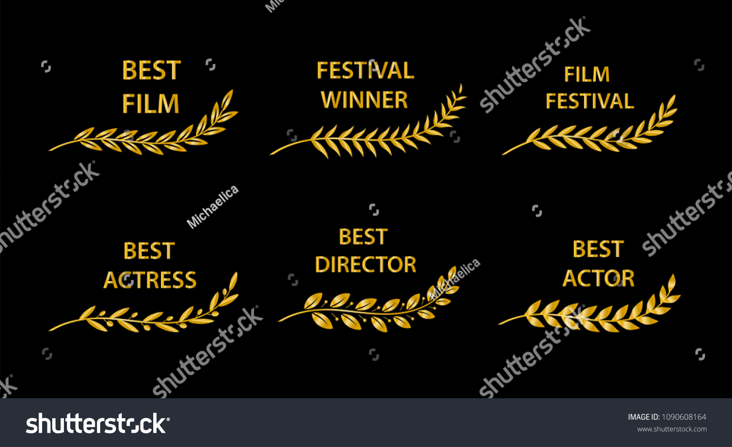 Film Awards Golden Award Branches On Stock Vector (Royalty Free ...