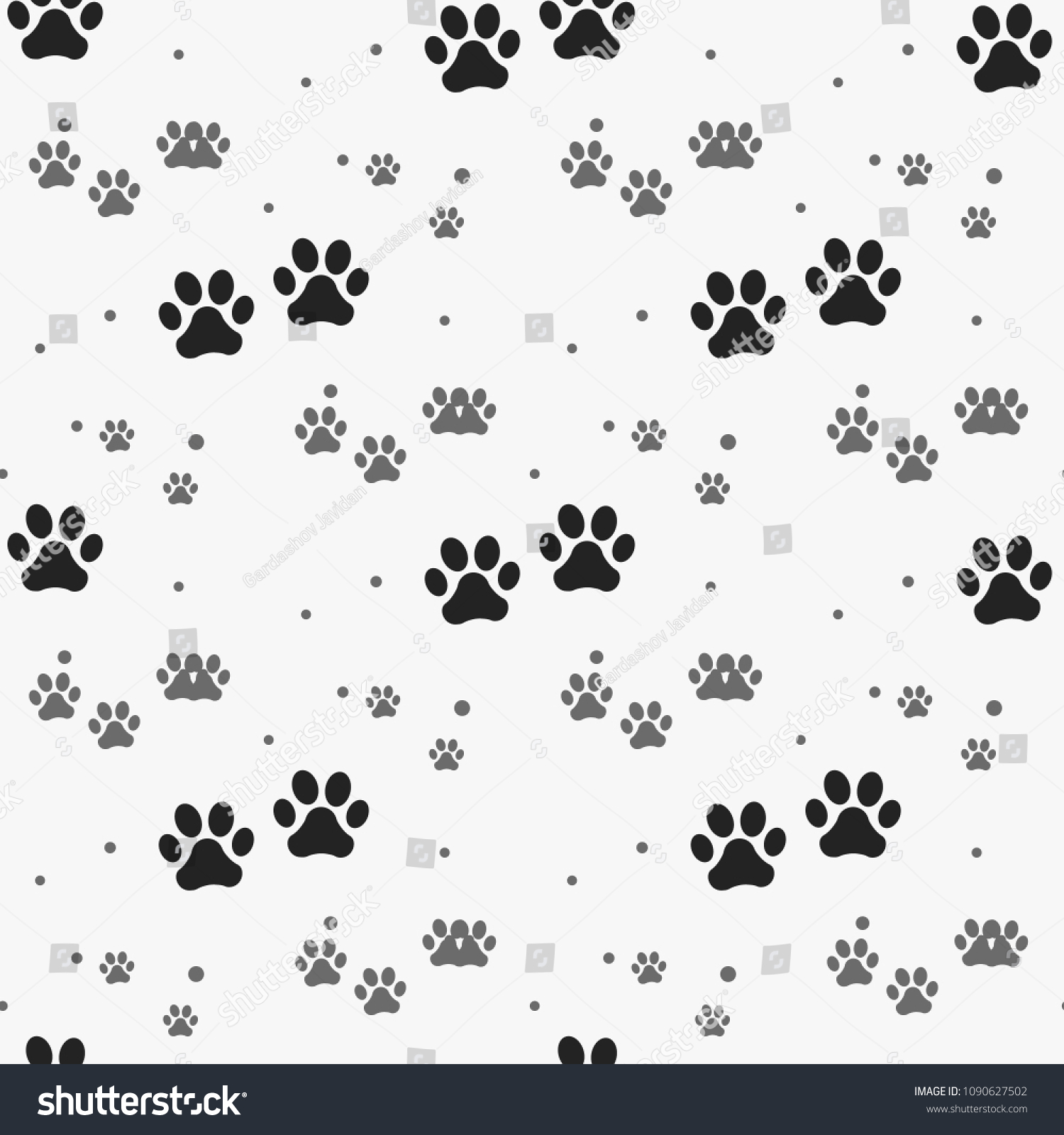 Dog Paw Print Seamless Pattern On Stock Vector (Royalty Free ...