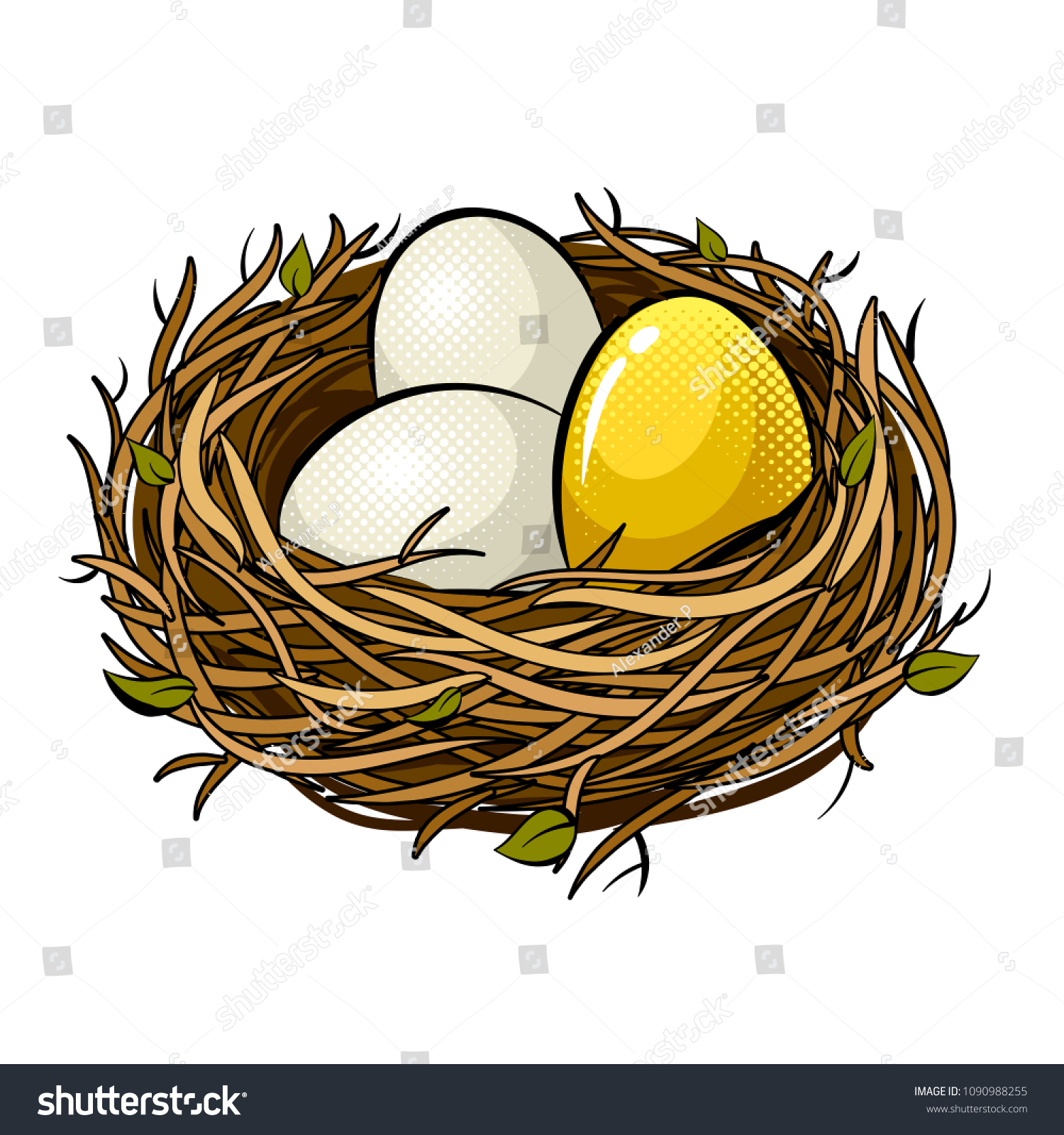 Гнездо с яйцами вектор