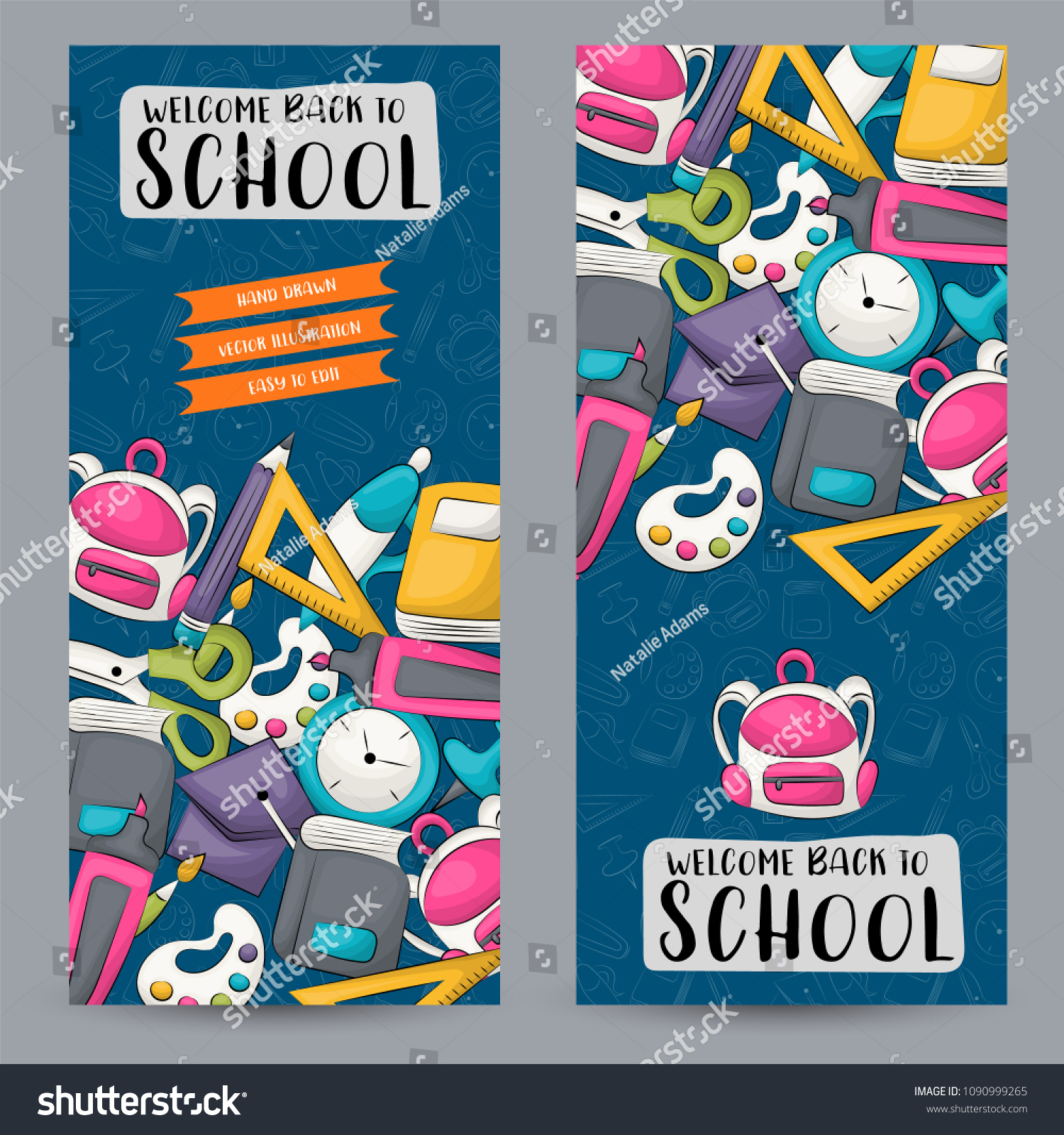 Back School Concept Vertical Banner Template Stock Vector (Royalty Free ...